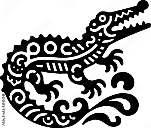 Crocodile in the style of mexican art photo
