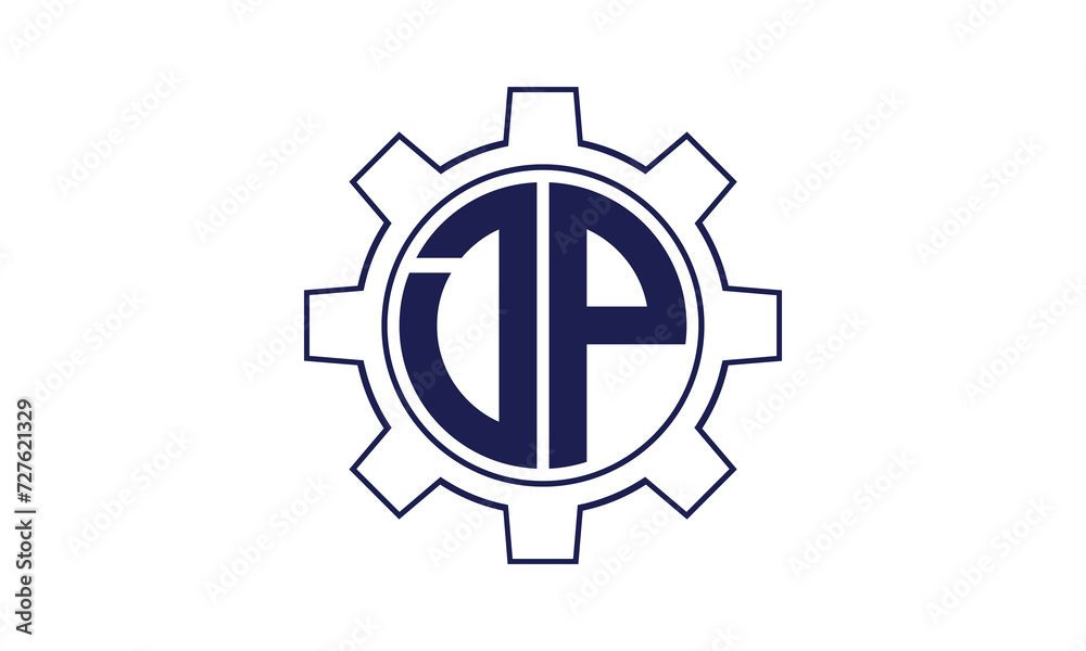 DP initial letter mechanical circle logo design vector template. industrial, engineering, servicing, word mark, letter mark, monogram, construction, business, company, corporate, commercial, geometric