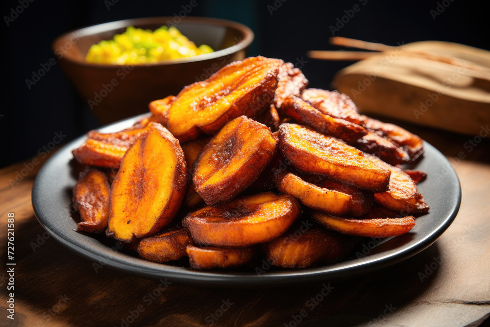 Ripe fried African plantain - local staple food served as meals with sauce or as a side dish in Nigeria, West Africa and other African countries. Deep Fried Nigerian Plantains ready to be served. Ripe fried African plantain - local staple food served as meals with sauce or as a side dish in Nigeria, West Africa and other African countries. Deep Fried Nigerian Plantains ready to be served.