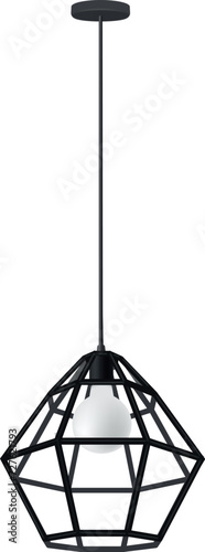 Pendant loft lamp ceiling illumination modern style black chandelier realistic vector illustration