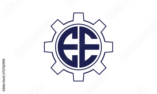 EE initial letter mechanical circle logo design vector template. industrial, engineering, servicing, word mark, letter mark, monogram, construction, business, company, corporate, commercial, geometric