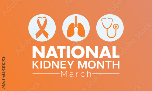 National Kidney Month Observed every year of March, Medical Awareness Vector banner, flyer, poster and social medial template design.