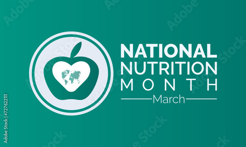 National Nutrition Month Observed every year of March, Wellness Awareness Vector banner, flyer, poster and social medial template design.