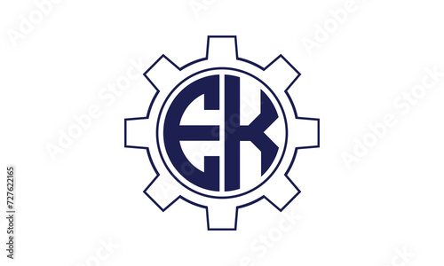 EK initial letter mechanical circle logo design vector template. industrial, engineering, servicing, word mark, letter mark, monogram, construction, business, company, corporate, commercial, geometric © Gakiya