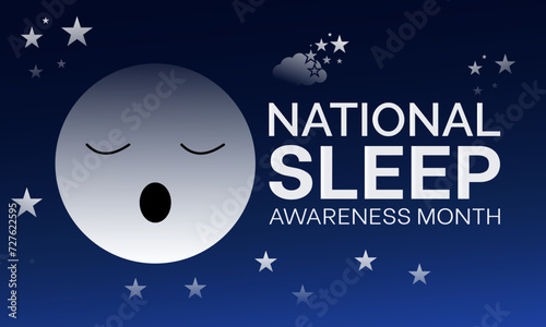 National Sleep Awareness Month Observed every year of March, Mental Health Vector banner, flyer, poster and social medial template design.