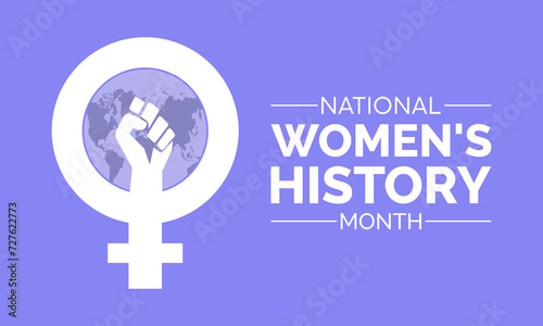 National Women's History Month celebrated every year of March, Women's right Vector banner, flyer, poster and social medial template design.