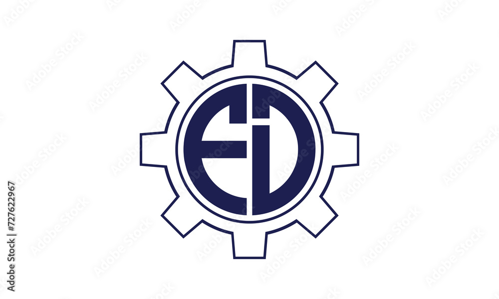 FD initial letter mechanical circle logo design vector template. industrial, engineering, servicing, word mark, letter mark, monogram, construction, business, company, corporate, commercial, geometric