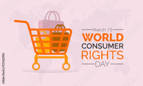 World Consumer Rights Day Observed every year of March 15, Business Store Vector banner, flyer, poster and social medial template design.