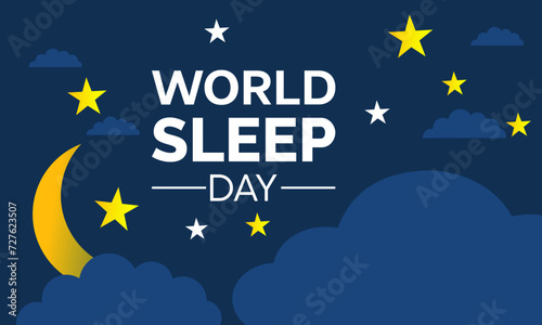 World Sleep Day Observed every year of March 15th, Medical Health Awareness Vector banner, flyer, poster and social medial template design.