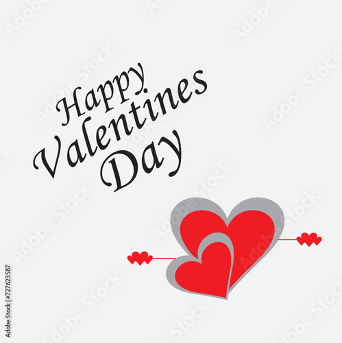 Happy Valentine s Day with a heart-shaped invitation card. Happy Valentine s Day vector illustration.