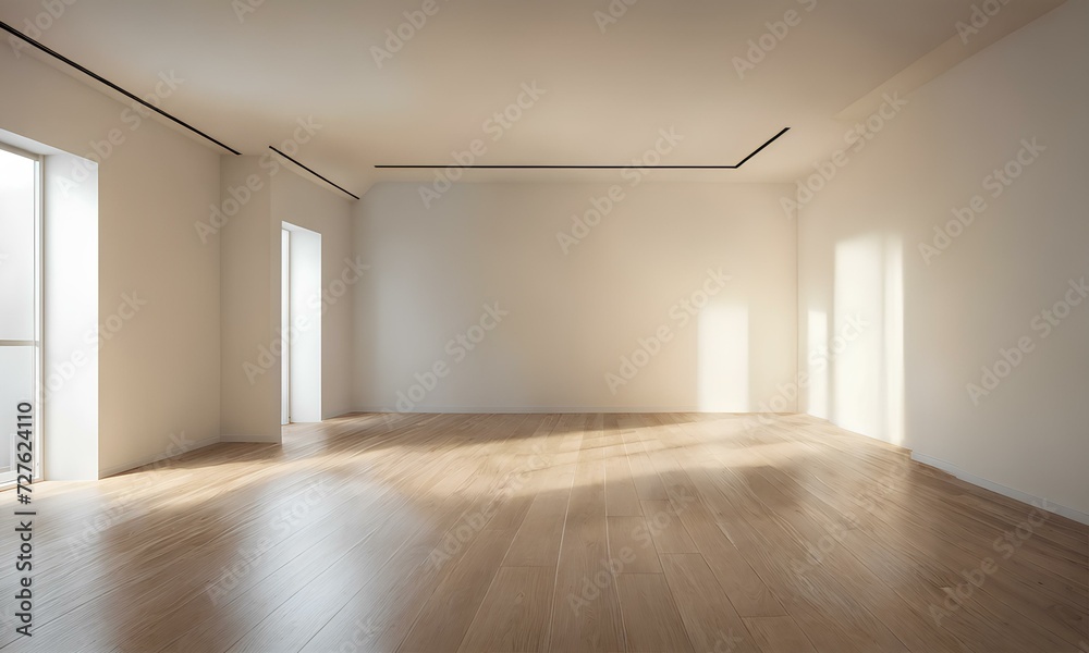 Fototapeta premium 空の部屋。 光が差し込む。白い壁｜empty room. Light shines in. white wall. Generative AI