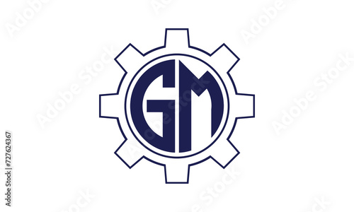 GM initial letter mechanical circle logo design vector template. industrial, engineering, servicing, word mark, letter mark, monogram, construction, business, company, corporate, commercial, geometric