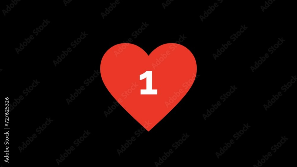 One Number in Heart Animation with transparent background One Number in Heart Animation with transparent background