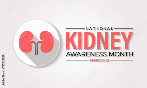 National Kidney Month Observed every year of March, Medical Awareness Vector banner, flyer, poster and social medial template design.