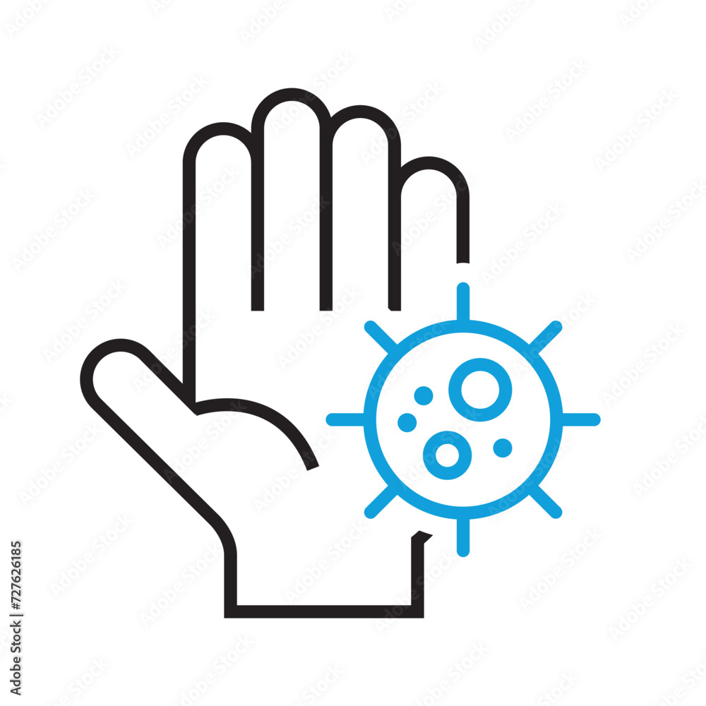 hand bacteria icon. Line vector icon on white background. High quality design element. Editable linear style stroke. Vector icon hand bacteria icon. Line vector icon on white background. High quality design element. Editable linear style stroke. Vector icon