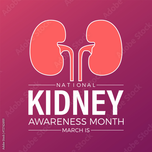 National Kidney Month Observed every year of March, Medical Awareness Vector banner, flyer, poster and social medial template design.