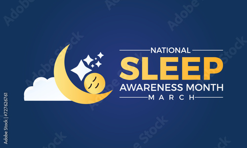 National Sleep Awareness Month Observed every year of March, Mental Health Vector banner, flyer, poster and social medial template design.