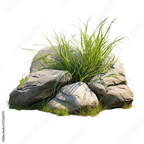 Rock and grass clipart on transparent background