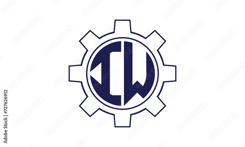 IW initial letter mechanical circle logo design vector template. industrial, engineering, servicing, word mark, letter mark, monogram, construction, business, company, corporate, commercial, geometric