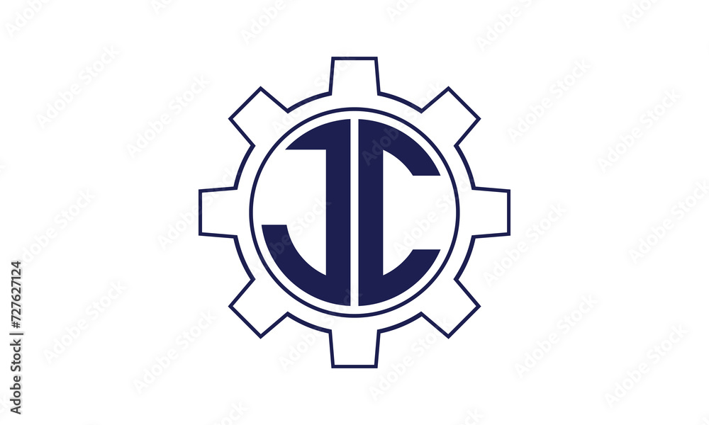JC initial letter mechanical circle logo design vector template. industrial, engineering, servicing, word mark, letter mark, monogram, construction, business, company, corporate, commercial, geometric