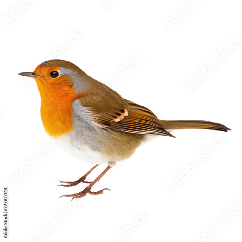Robin Erithacus rubecula isolated on PNG transparent background © Jo