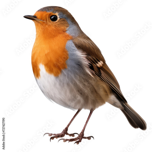 Robin Erithacus rubecula isolated on PNG transparent background photo