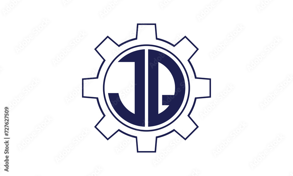 JQ initial letter mechanical circle logo design vector template. industrial, engineering, servicing, word mark, letter mark, monogram, construction, business, company, corporate, commercial, geometric