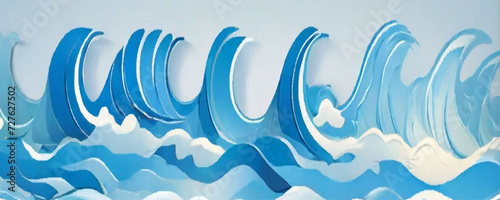 Canvas Print Watercolor surface ocean water wave, seamless blue water ocean wave background