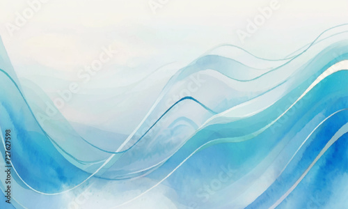 Photography Watercolor surface ocean water wave, seamless blue water ocean wave background