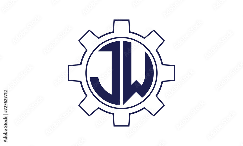 JW initial letter mechanical circle logo design vector template. industrial, engineering, servicing, word mark, letter mark, monogram, construction, business, company, corporate, commercial, geometric