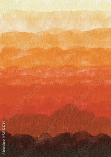 abstract brush stroke yellow, orange, red and brown shade layer background illustration for deoration on autumn , evening times and hot temperatures concept. photo