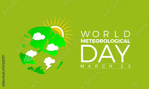 World Meteorological Day Observed every year of March 23rd, Vector banner, flyer, poster and social medial template design.