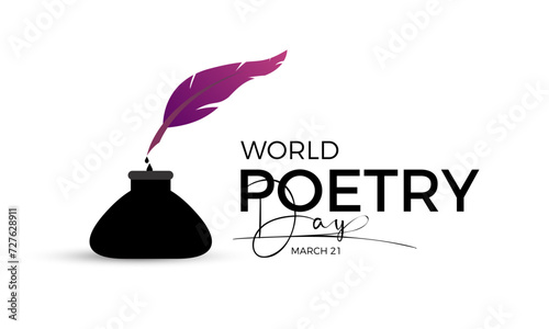 World Poetry Day Observed every year of March 21st, Vector banner, flyer, poster and social medial template design.