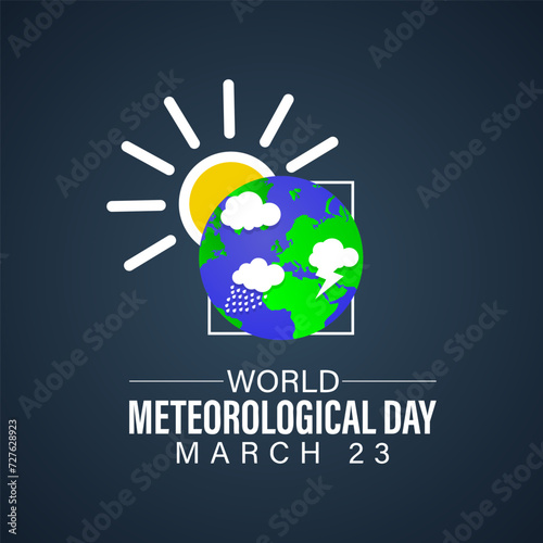 World Meteorological Day Observed every year of March 23rd, Vector banner, flyer, poster and social medial template design.