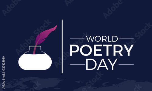 World Poetry Day Observed every year of March 21st, Vector banner, flyer, poster and social medial template design.
