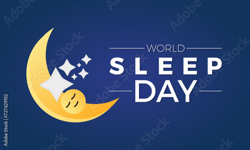 World Sleep Day Observed every year of March 15th, Medical Health Awareness Vector banner, flyer, poster and social medial template design.