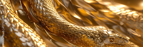 Golden snake close up, texture