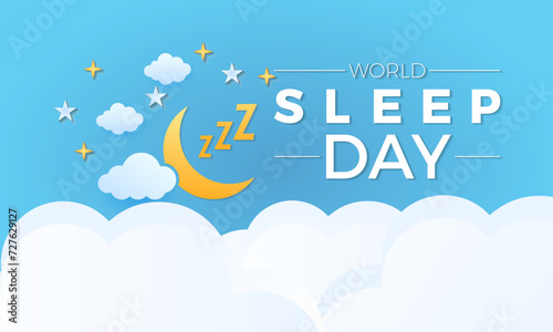 World Sleep Day Observed every year of March 15th, Medical Health Awareness Vector banner, flyer, poster and social medial template design.