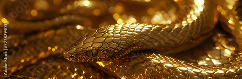 Golden snake close up, texture