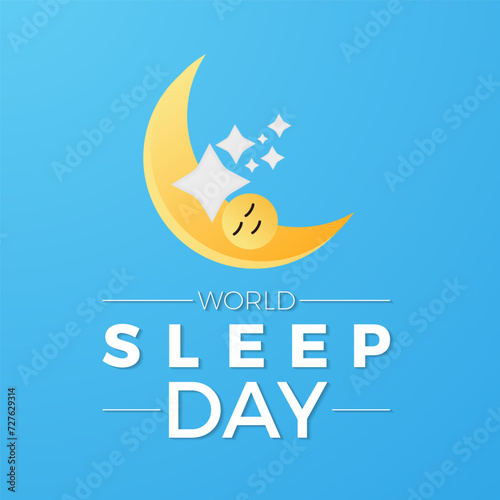 World Sleep Day Observed every year of March 15th, Medical Health Awareness Vector banner, flyer, poster and social medial template design.