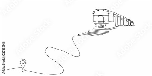 Continuous line drawing of railroad track line vector icon of a train station route with starting point and one line trail - Vector illustration. - Vector