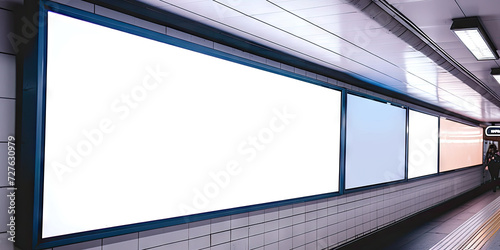electronic billboard on subway wall blank screen, ,for advertising mockups and urban city concepts in design and presentations.Mock up Billboard Media Advertising Poster template at city street photo