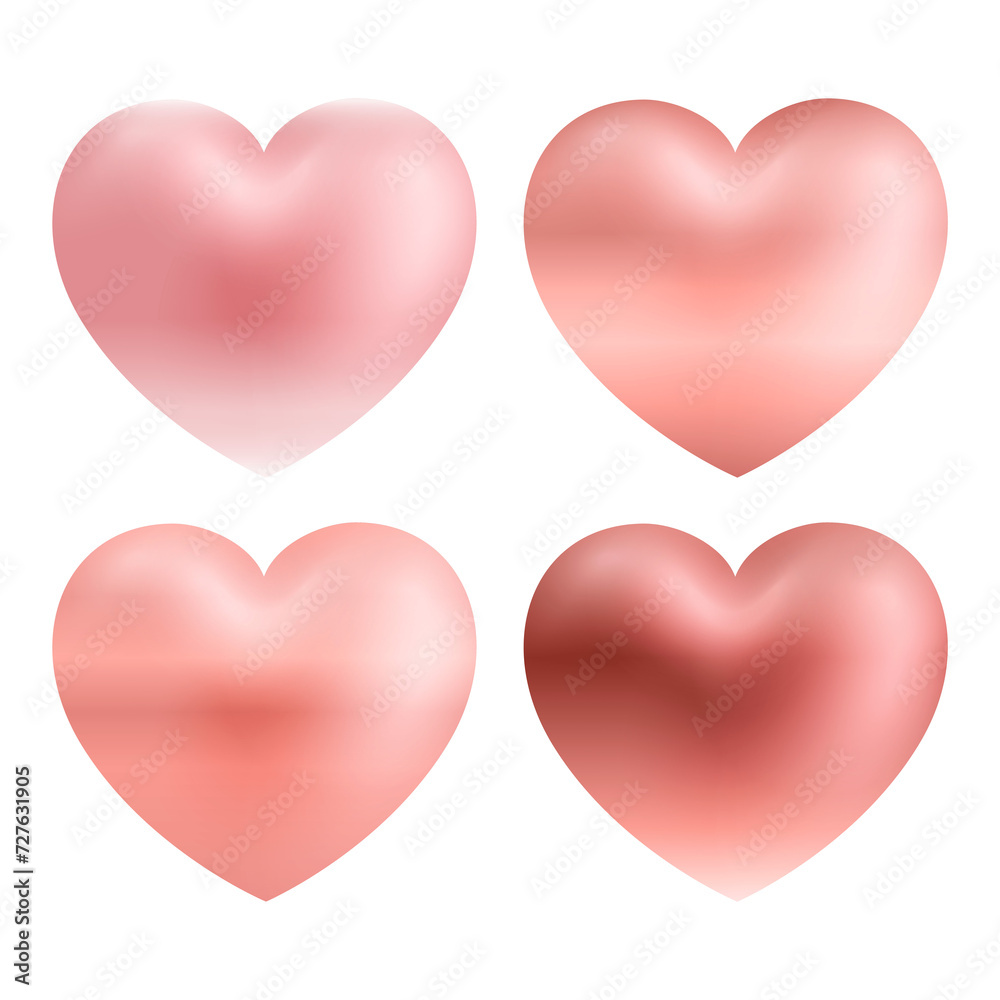 Heart, Sweet love Hears, 3D Valentine Rose Gold Hearts