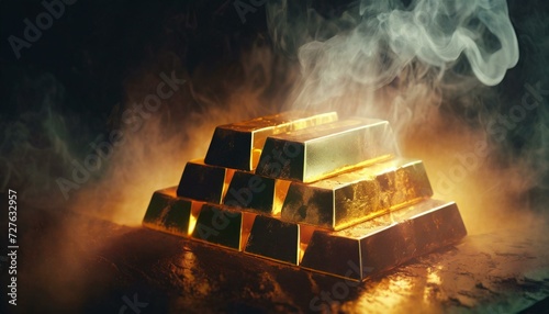 stacked gold bars photo