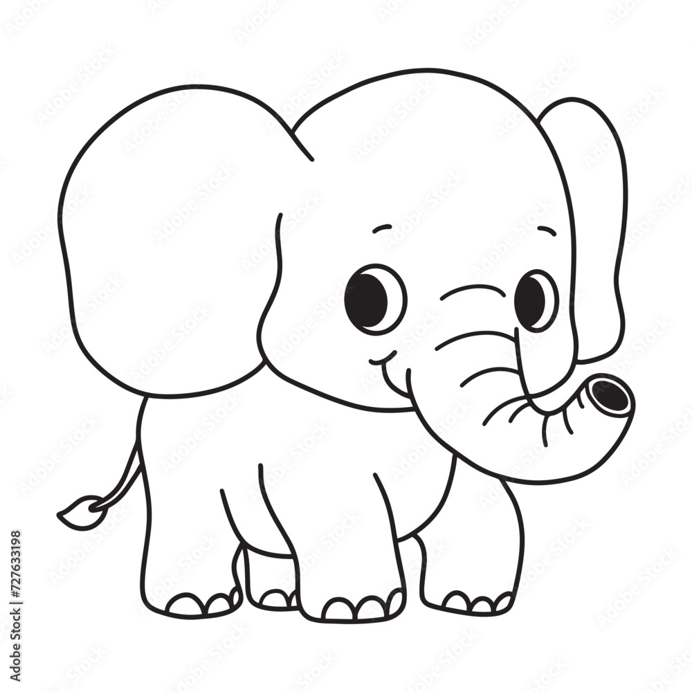 line art of baby elephant cartoon vector line art of baby elephant cartoon vector
