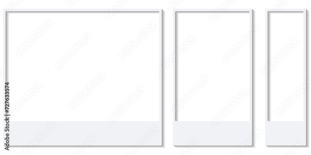 Three Vertical Rctangles Template or frame rectangles 3 types vertical with shadows ...