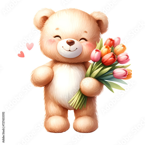 teddy bear with tulips
