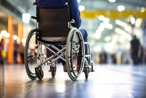 Person Sitting in Wheelchair on Tiled Floor