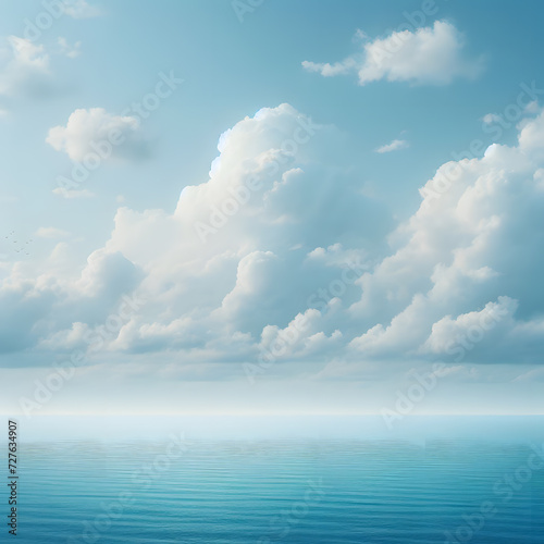 Harmony in Blue: A Calm Sea Under a Cloud-Filled Sky