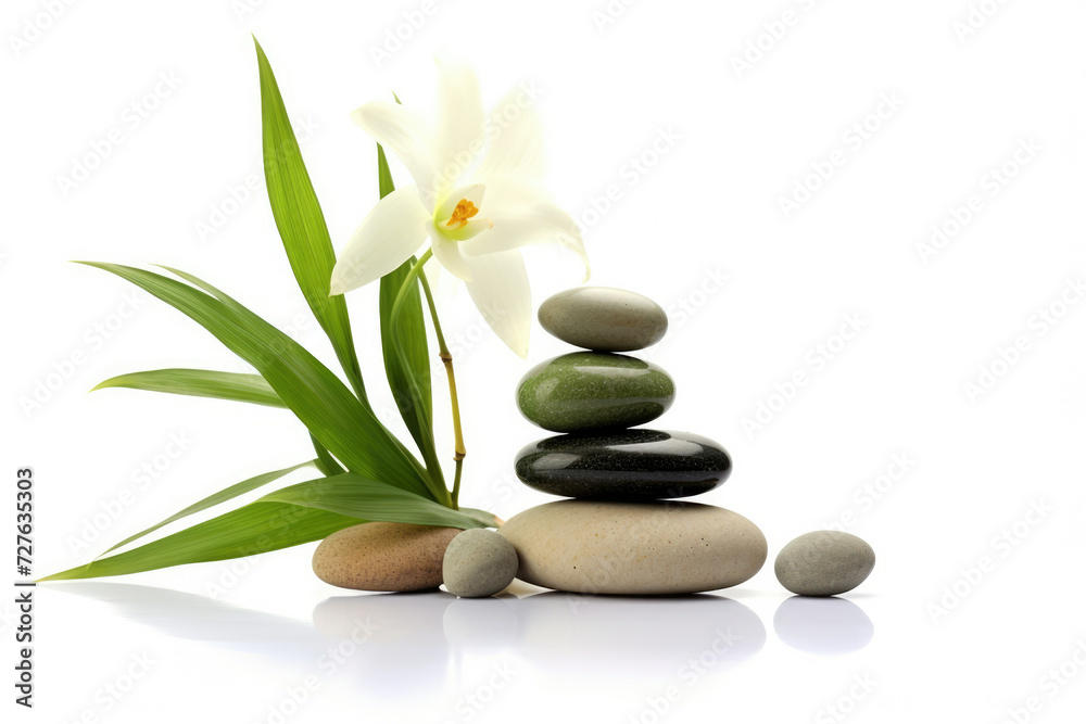 Health background pebble nature spa flower beauty stones zen wellness relaxation - obrazy, fototapety, plakaty 
